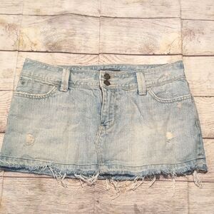 Hollister Vintage Y2 K Light Blue Distressed Mini Skirt Size 9